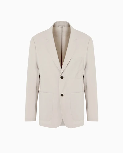 Emporio Armani - Single-breasted jacket nylon seersucker, Man, Grey, Size: