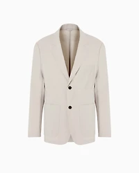 Emporio Armani - Single-breasted jacket nylon seersucker, Man, Grey, Size: