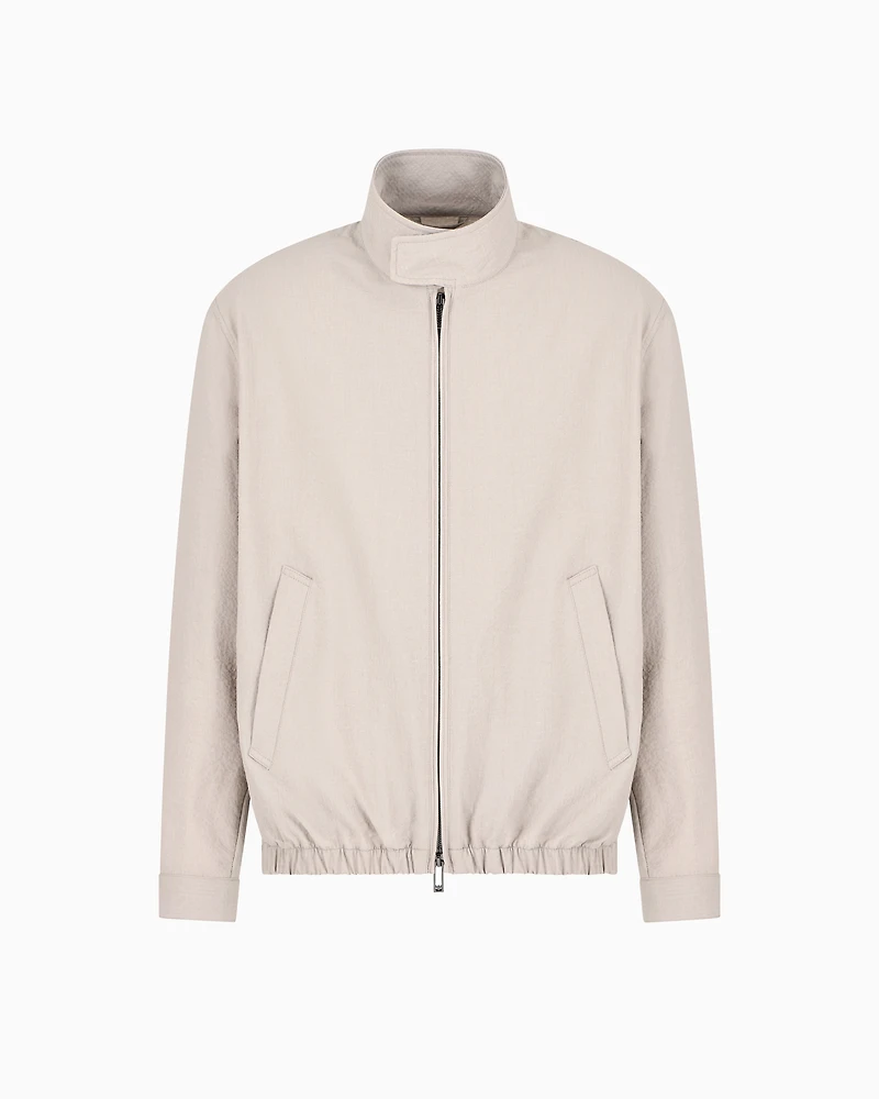 Emporio Armani - Nylon seersucker blouson, Man, Grey, Size: