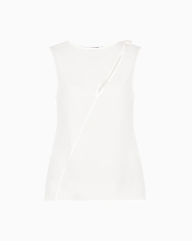 Emporio Armani - Icon top silk double georgette, Woman, White, Size: