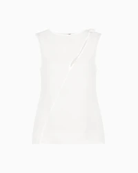 Emporio Armani - Icon top silk double georgette, Woman, White, Size: