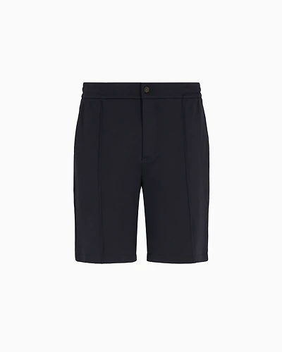 Emporio Armani - Jersey Bermuda shorts with ribs, Man, Navy Blue, Size: