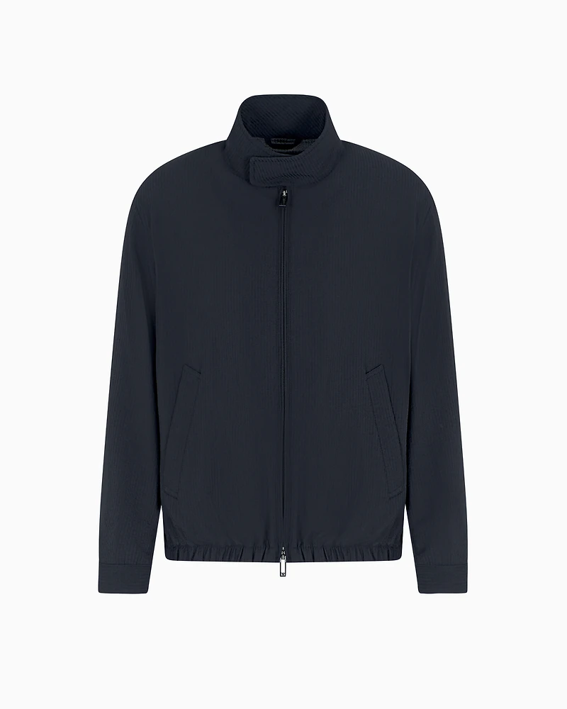 Emporio Armani - Nylon seersucker blouson, Man, Navy Blue, Size: