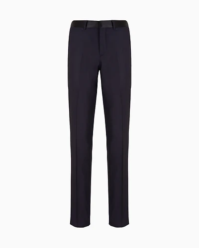 Emporio Armani - Worsted virgin-wool trousers, Man, Navy Blue, Size:
