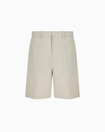 Emporio Armani - Nylon seersucker elasticated-back Bermuda shorts, Man, Grey, Size:
