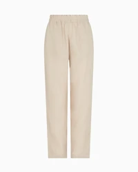 Emporio Armani - Pure linen trousers with an elasticated waist, Woman, Beige, Size: