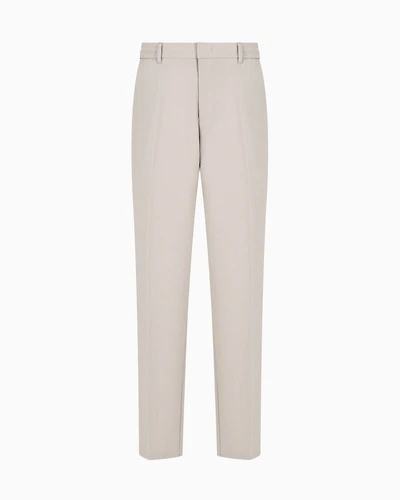 Emporio Armani - Seersucker nylon trousers with elasticated back, Man, Grey, Size: