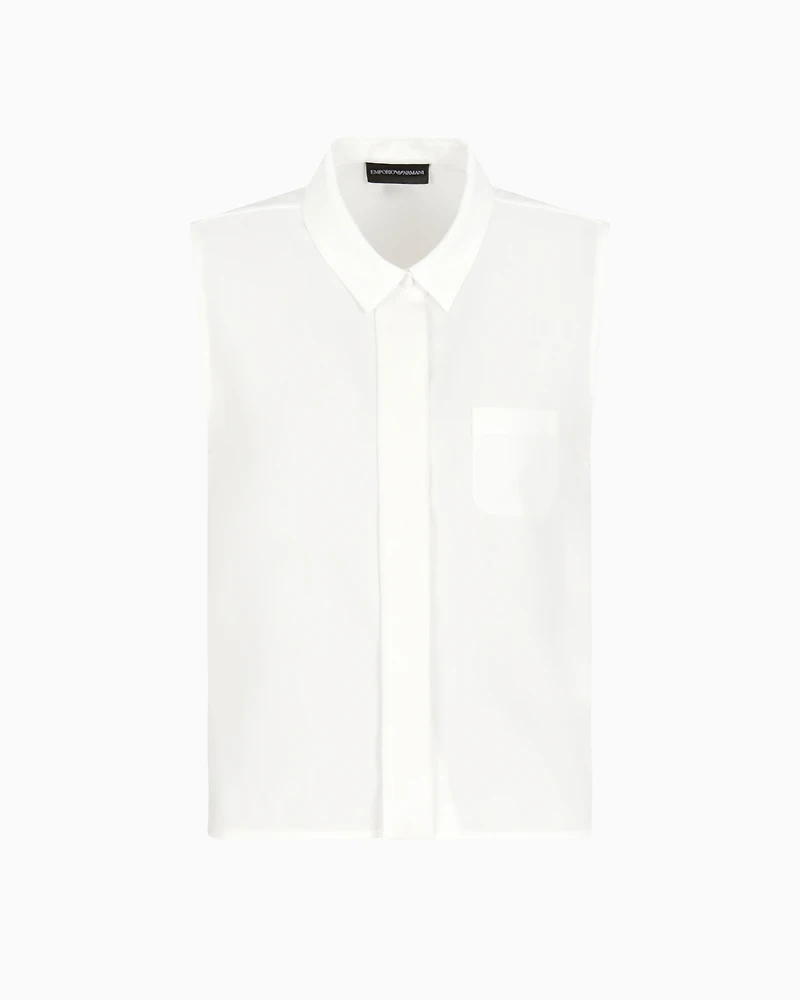 Emporio Armani - Fluid crêpe sleeveless blouse, Woman, White, Size: