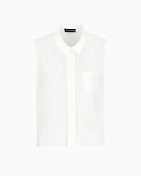 Emporio Armani - Fluid crêpe sleeveless blouse, Woman, White, Size: