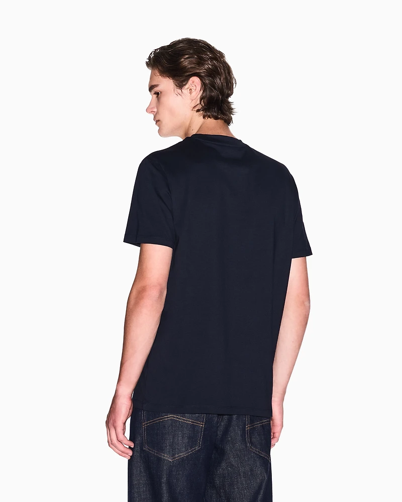 Armani Exchange - Regular fit T-shirt with logo lettering, Man, Navy Blue, Size: