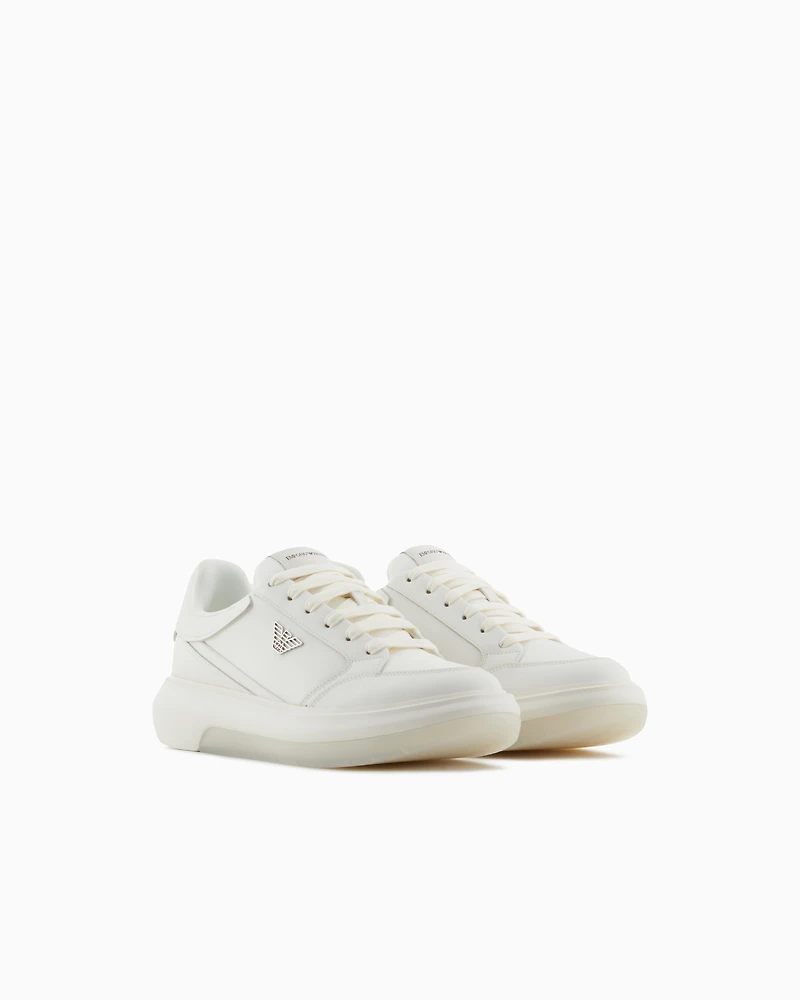 Emporio Armani - Regenerated Saffiano sneakers, Man, White, Size: