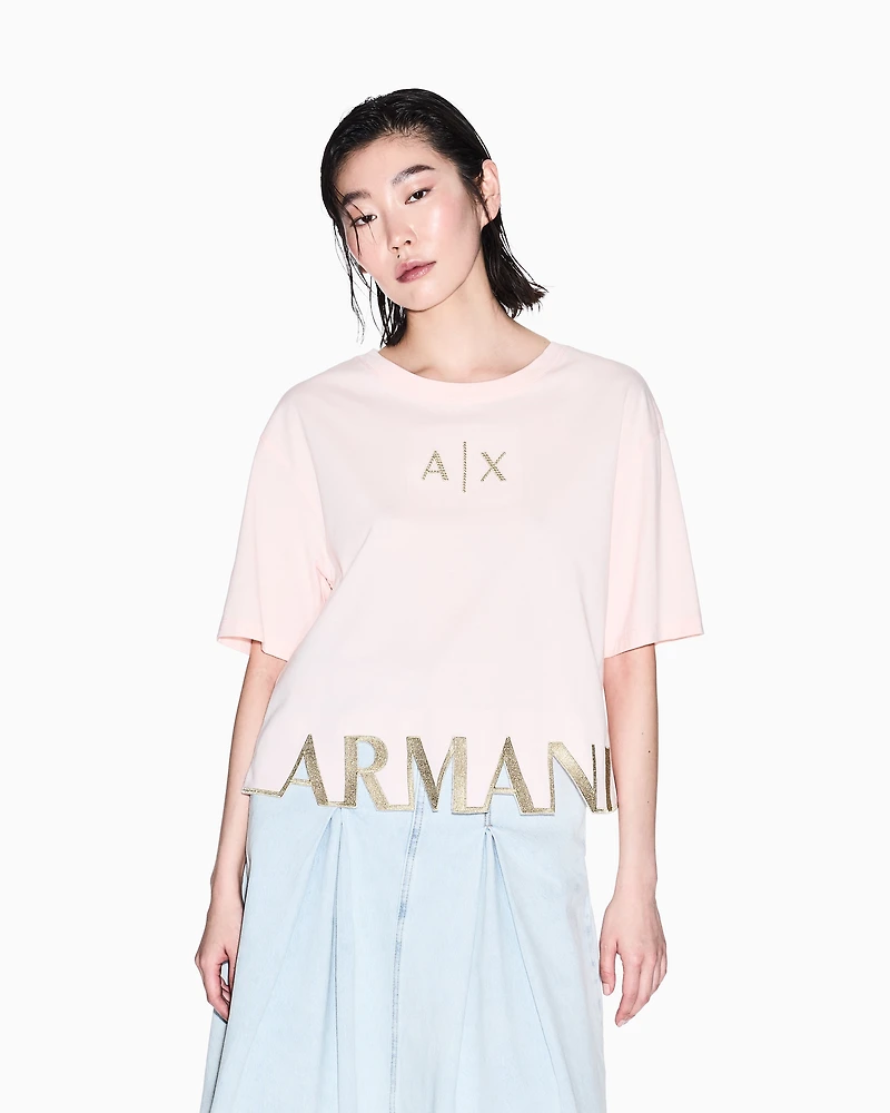 Cropped T-shirt with logo profile