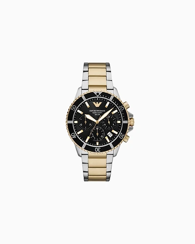 Emporio Armani -  World Explorer Solar-Powered Chronograph Two-Tone Stainless Steel Watch, Man, Multicoloured, Size: TU