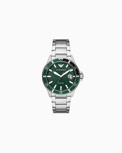 Emporio Armani - World Explorer Three-Hand Stainless Steel Watch, Man, Multicoloured, Size: TU