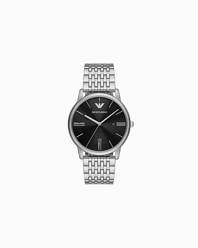 Emporio Armani - Three-Hand Date Stainless Steel Watch, Man, Multicoloured, Size: TU