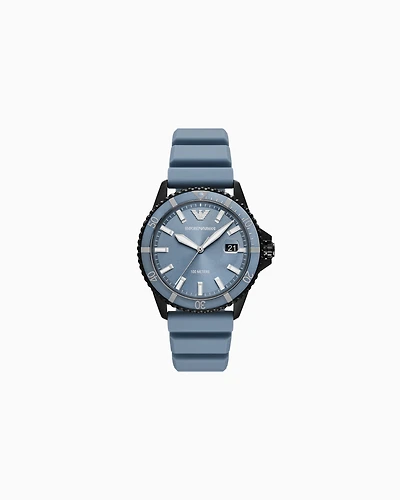 Emporio Armani -  World Explorer Three-Hand Date Blue Silicone Watch, Man, Multicoloured, Size: TU