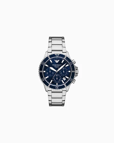 Emporio Armani -  World Explorer Solar-Powered Chronograph Stainless Steel Watch, Man, Multicoloured, Size: TU