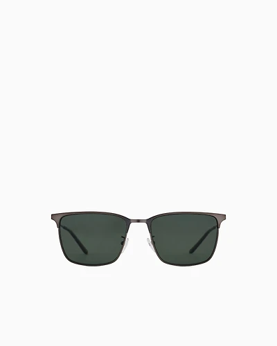 Emporio Armani - Men’s Asian fit rectangular sunglasses , Man, Grey, Size: 57L