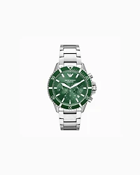 Emporio Armani -  World Explorer Chronograph Stainless Steel Watch, Man, Multicoloured, Size: TU