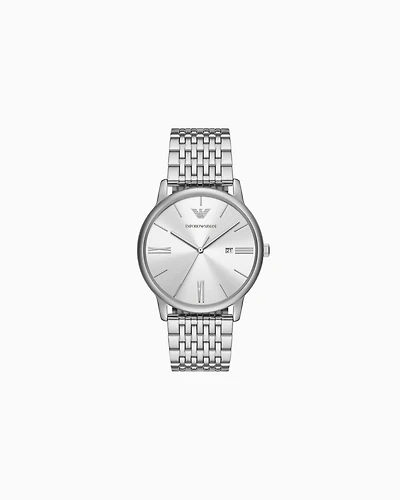 Emporio Armani - Three-Hand Date Stainless Steel Watch, Man, Multicoloured, Size: TU