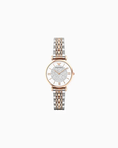 Emporio Armani - Women's Two-Hand Two-Tone Stainless Steel Watch, Woman, Multicoloured, Size: TU
