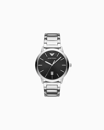Emporio Armani - Stainless-steel watch with three hands and date display, Man, Multicoloured, Size: TU