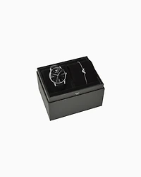 Emporio Armani -  Three-Hand Date Black Leather Watch and Bracelet Set, Man, Multicoloured, Size: TU