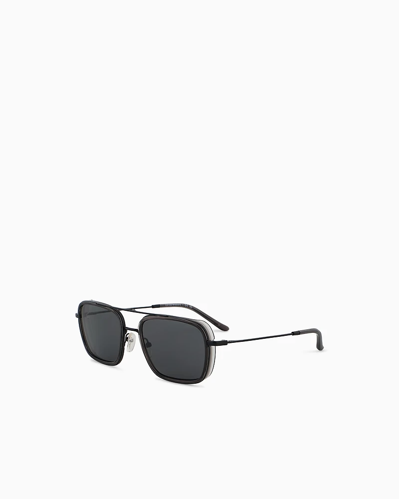 Emporio Armani - Men’s square sunglasses, Man, Black, Size: 54L