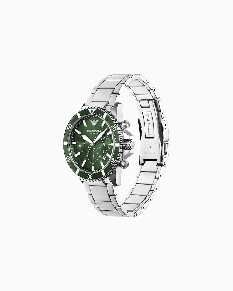 Emporio Armani -  World Explorer Chronograph Stainless Steel Watch, Man, Multicoloured, Size: TU
