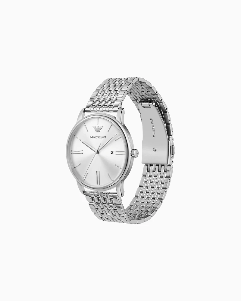 Emporio Armani - Three-Hand Date Stainless Steel Watch, Man, Multicoloured, Size: TU