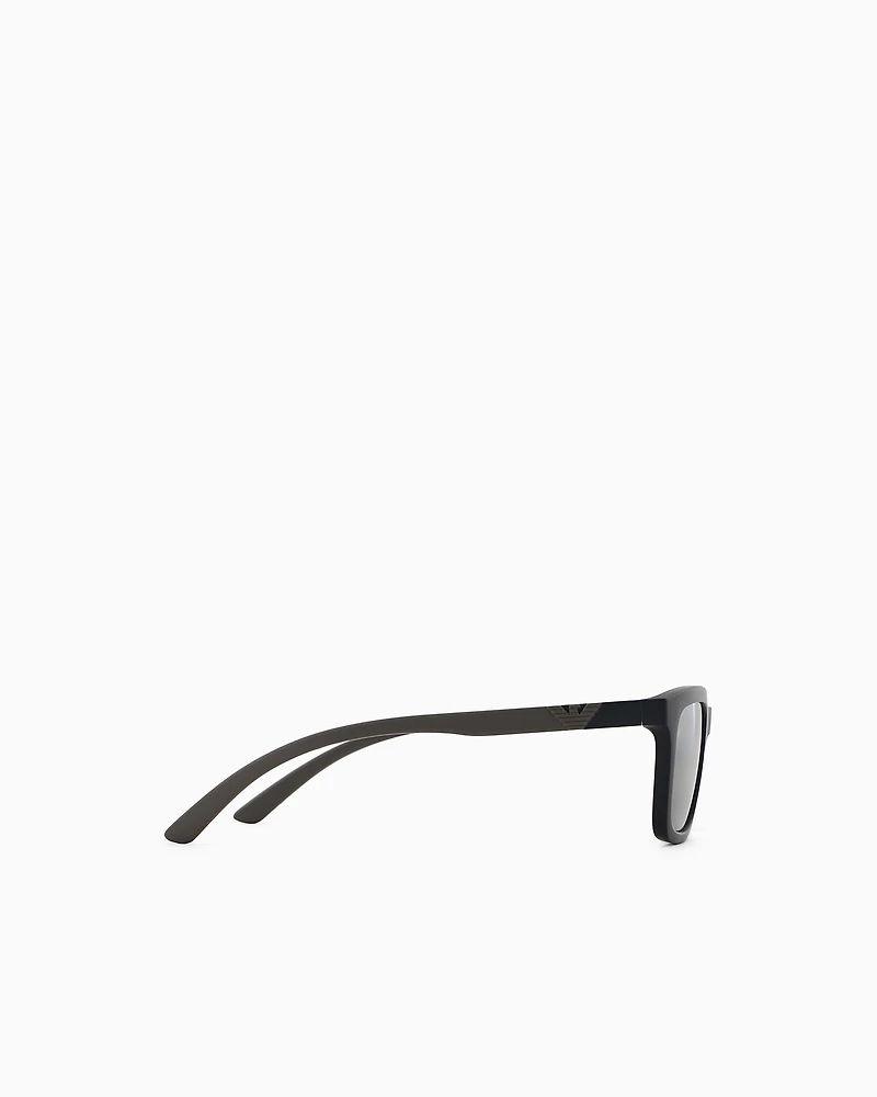Emporio Armani - Men’s rectangular sunglasses, Man, Black, Size: 55L