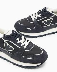 Emporio Armani - Mesh sneakers with suede details and eagle patch, Boy, Navy Blue, Size:
