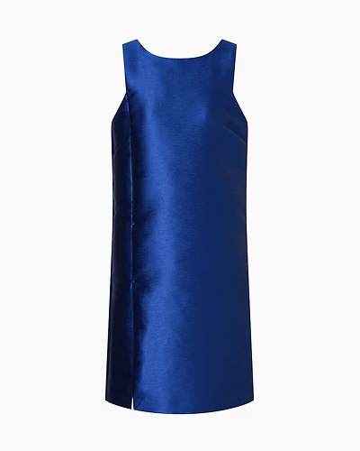 Emporio Armani - Short dress shantung-effect fabric, Woman, Blue, Size: