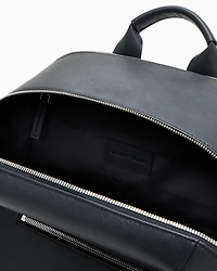 Emporio Armani - ASV regenerated Saffiano leather backpack with eagle plate, Man, Black, Size: TU