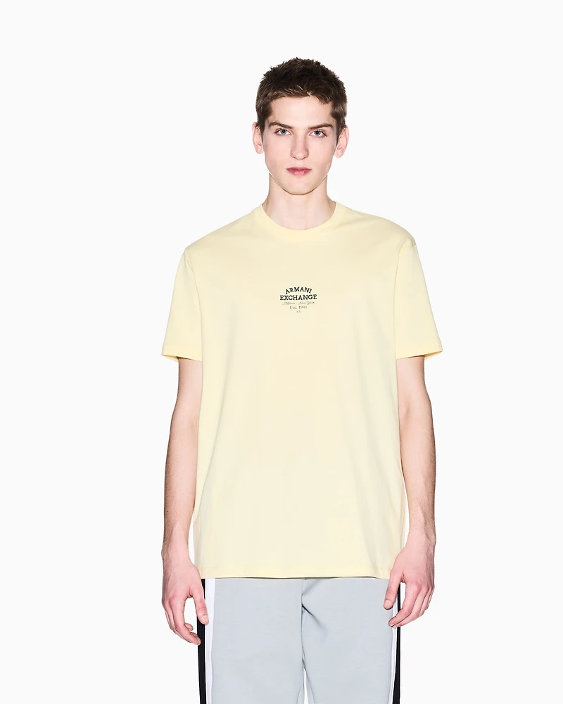 Armani Exchange - Regular fit cotton T-shirt with logo, Man, Yellow, Size: