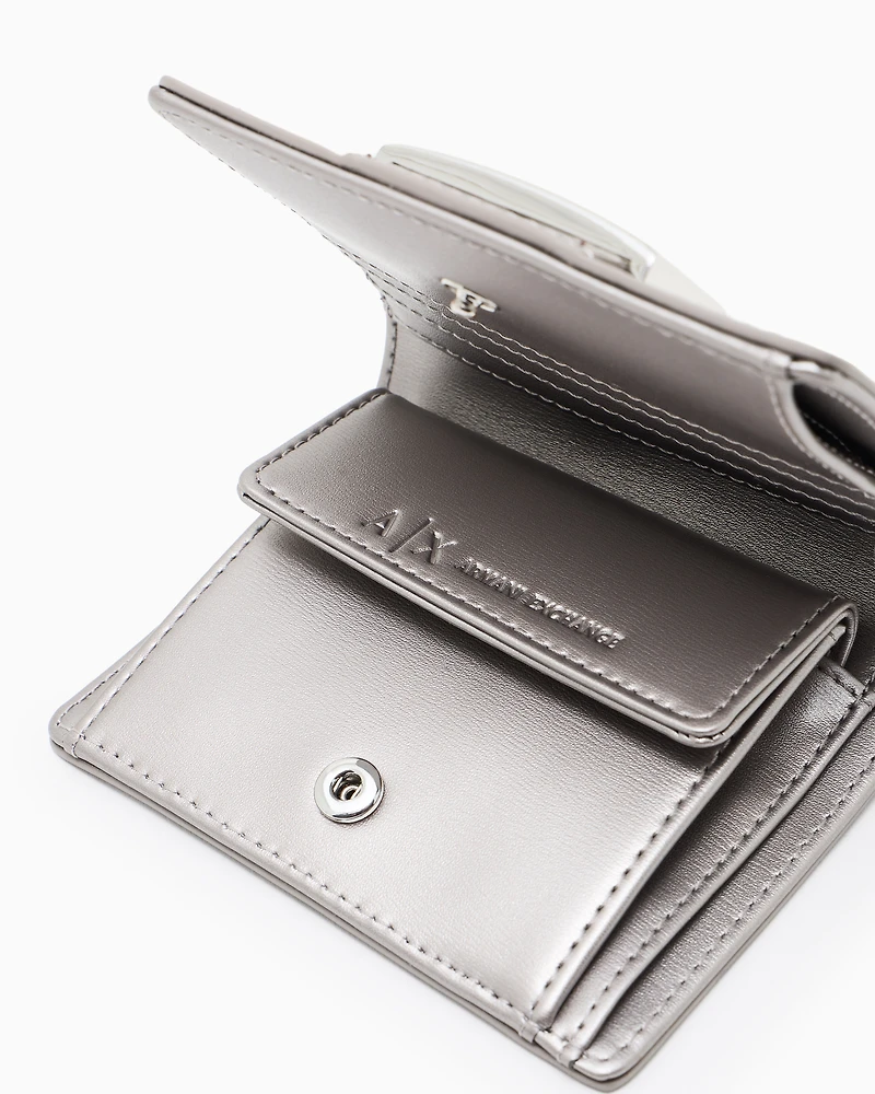 Armani Exchange - Small wallet with ASV logo, Woman, Silver, Size: TU