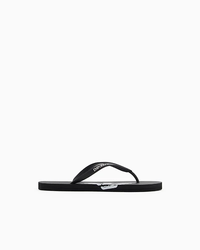 Emporio Armani - Rubber flip-flops with logo, Unisex, Black, Size: