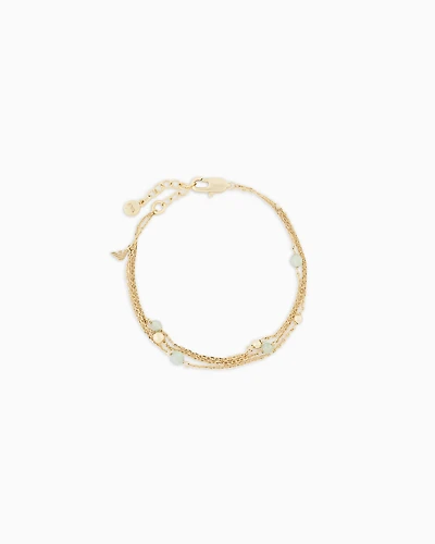 Emporio Armani - Emporio Armani Gold-Tone Green Aventurine Multi-Strand Bracelet, Woman, Multicoloured, Size: TU