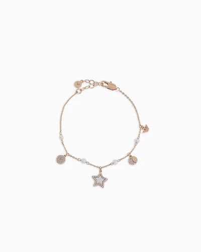Emporio Armani - Rose Gold-Tone Brass Station Bracelet, Woman, Multicoloured, Size: TU