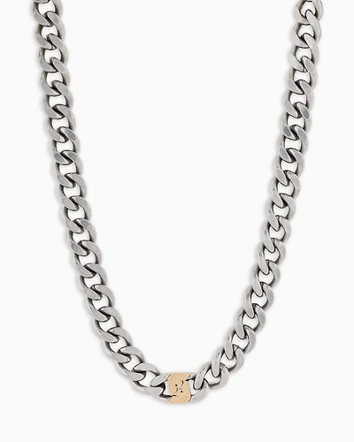 Emporio Armani - Emporio Armani Two-Tone Stainless Steel Chain Necklace, Man, Multicolored, Size: TU