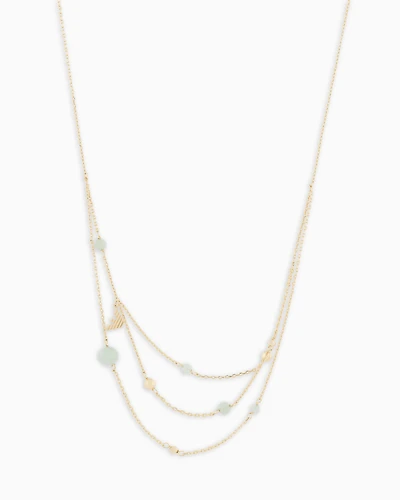 Emporio Armani - Emporio Armani Gold-Tone Green Aventurine Multi-Chain Necklace, Woman, Multicoloured, Size: TU