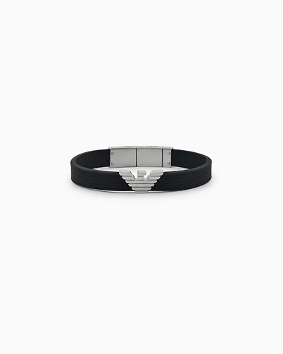 Emporio Armani -  Black Silicone ID Bracelet, Man, Multicoloured, Size: TU