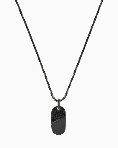 Emporio Armani -  Black Stainless Steel Dog Tag Necklace, Man, Multicoloured, Size: TU