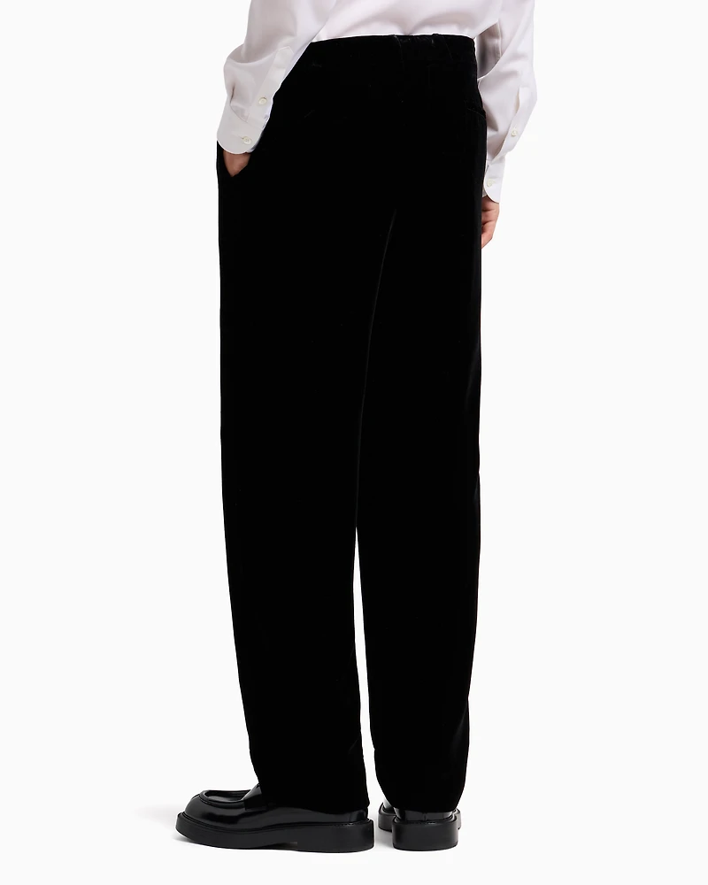 Emporio Armani - Icon smooth velvet trousers, Man, Black, Size: