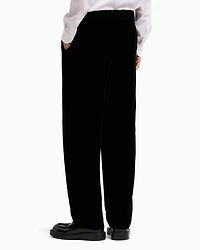 Emporio Armani - Icon smooth velvet trousers, Man, Black, Size: