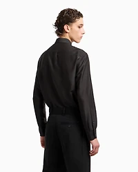 Emporio Armani - Silk-blend modal shirt, Man, Black, Size: