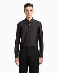 Emporio Armani - Silk-blend modal shirt, Man, Black, Size: