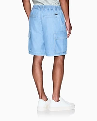 Armani Exchange - Herringbone Cotton Cargo Bermuda, Man, Blue, Size:
