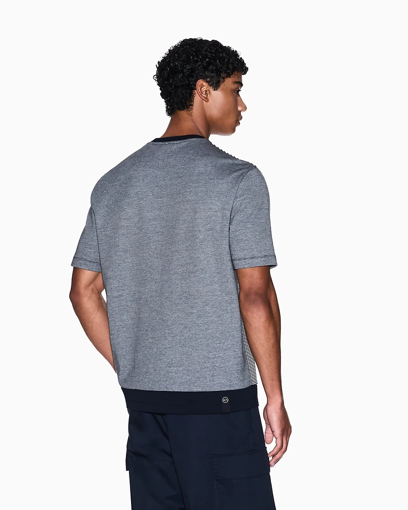 Armani Exchange - Striped cotton T-shirt, Man, Blue, Size: