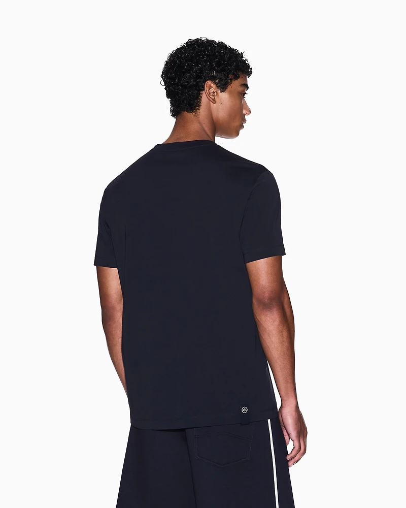 Armani Exchange - Regular fit T-shirt with round logo, Man, Navy Blue, Size: